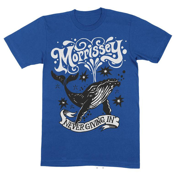 NEVER GIVING IN - WHALE METRO BLUE T SHIRT